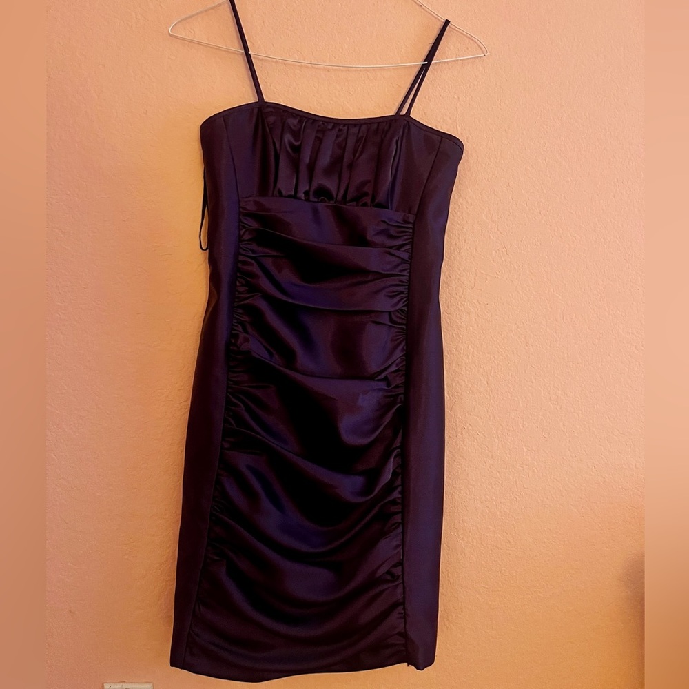 Pretty Purple Satin Mini Dress with Boning